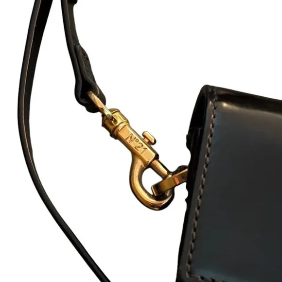 No. 21 Mini Baguette Small Logo Strap Crossbody Webbing Foldover Handbag Purse